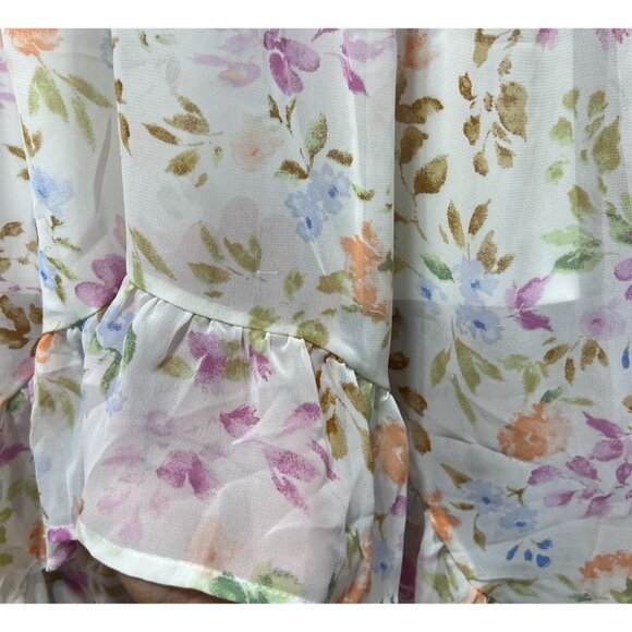 Rue 21 - Women's Summer Sleeveless High Low Hem Ruffle Floral Dress - White -XXS - Picture 13 of 16